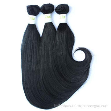Hot sell  3 Bundles Yaki Curl Synthetic hair brazilian nature straight hairstyle synthetic hair bundles